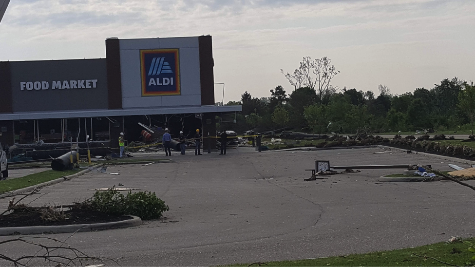Picture of a destroyed Aldi